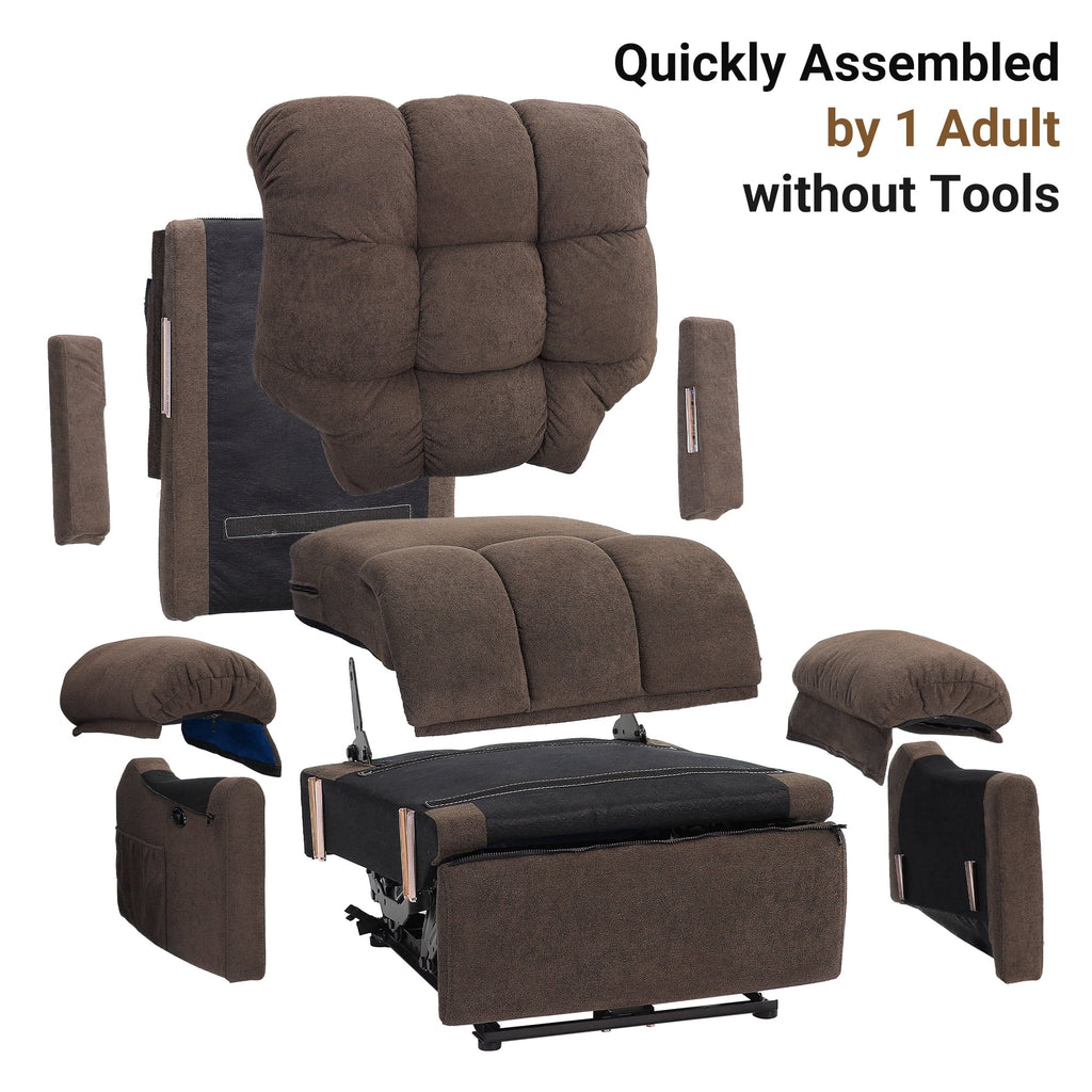 2026 NewPower Recliner Chair,Electric Recline Sofa Chair for Adults with USB Port,Comfy Teddy Fleece Adjustable Cloud Sofa,Tool-Free Setup,Beige White