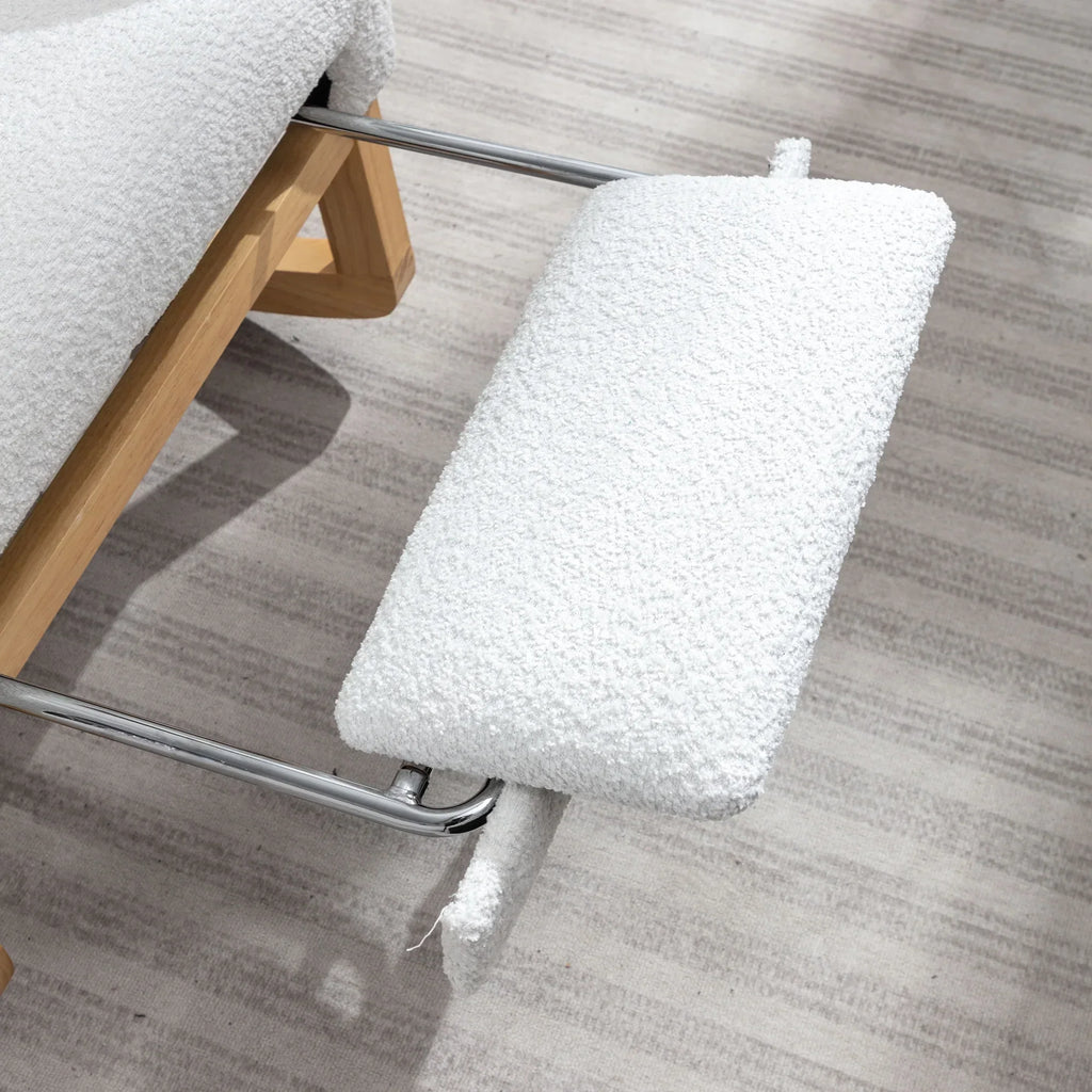 2026 NewModern Accent Rocking Chair with Pull-out Footrest,Nursery Glider Chair with Solid Wood Legs & Side Pocket,Upholstered Lounge Chair with High Backrest,White