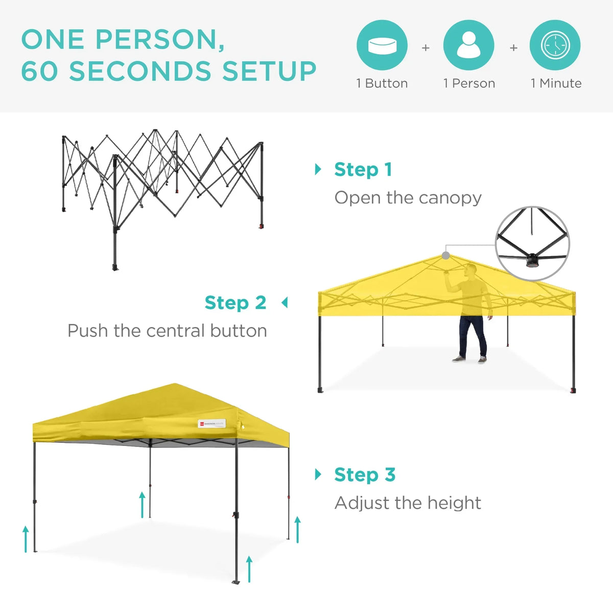 2026 NewBest Choice Products 12x12ft Easy Setup Pop Up Canopy w/ 1-Button Setup, Wheeled Case, 4 Weight Bags - Navy Blue