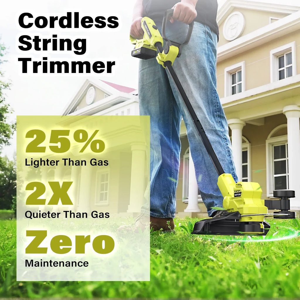 2026 New20V Cordless Lawn Care Combo Kit - 12" String Trimmer & Weed Trimmer with 6 Spool Lines, Electric Leaf Blower for Edging & Cleanup, 4.0Ah Battery & Charger