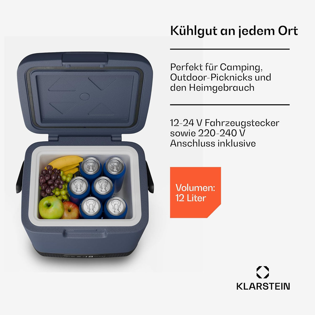 2026 Nevera portátil Klarstein SwiftFrost de 12 litros con compresor y compartimento congelador: nevera eléctrica portátil, pantalla LED, doble alimentación (12 V/230 V), de -20 °C a 20 °C, modos ECO y MAX, ideal para acampadas y coches.