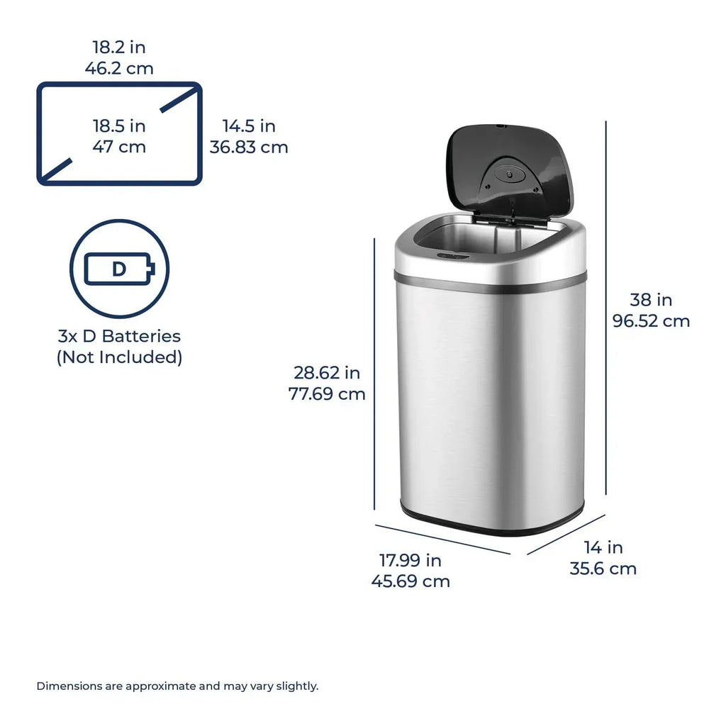 2026 NewNine Stars Automatic Trash Can, 21 Gallon Stainless Steel, Motion Sensor Hands Free Soft Close Lid Garbage Bin, Silver