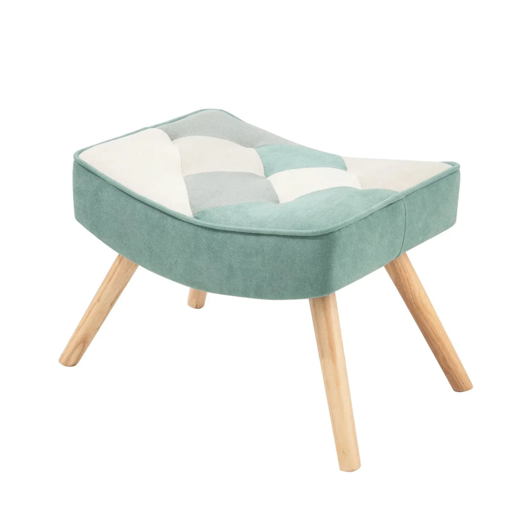2026 NewModern Accent Chair with Solid Wood Legs and High Wing Backrest, Side Chair Set with Ottoman, Comfy Side Armchair for Living Room, Reading Room, Bedroom, Colorful Patchwork