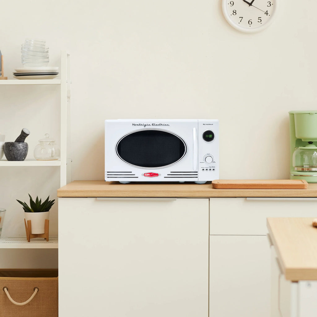 2026 NewNostalgia Retro Microwave for Countertop 0.9 cu ft Vintage Microwave, Ivory