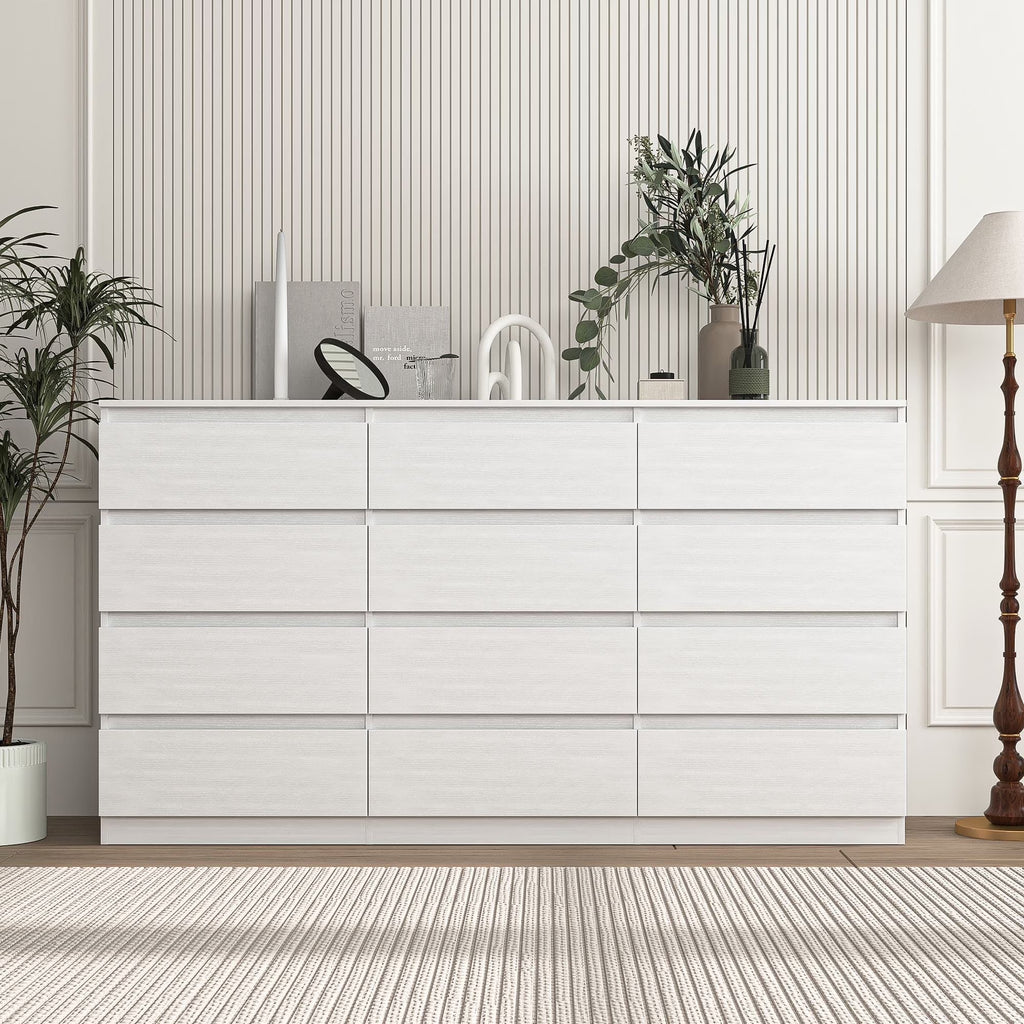 2026 NewResenkos Modern Mid Century 6 Drawer Wide Dressers Chests for Bedroom, Chest of Drawer Organizer Grey