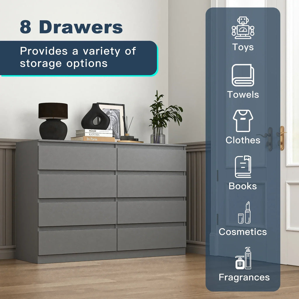 2026 NewResenkos Modern Mid Century 6 Drawer Wide Dressers Chests for Bedroom, Chest of Drawer Organizer Grey