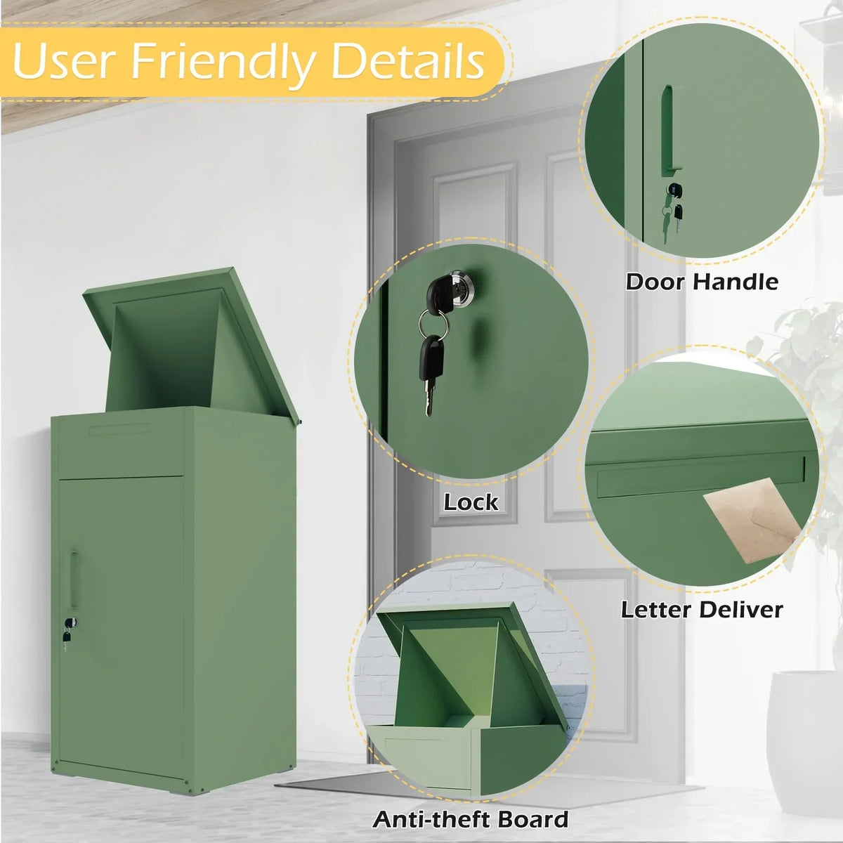 2026 NewAECOJOY Package Delivery Boxes for Outside Parcel Drop Box Outdoor Storage Box Wall Mounted Express Mail Package Delivery Box 17" x 16" x 38.3" Black