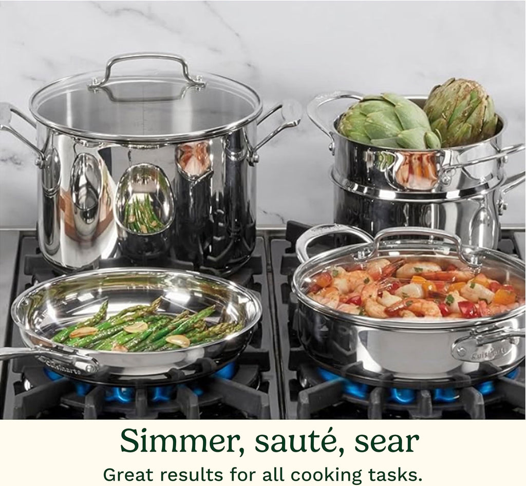 2026 Cuisinart Batería de cocina Chef's Classic en Acero Inoxidable, Set 11 piezas