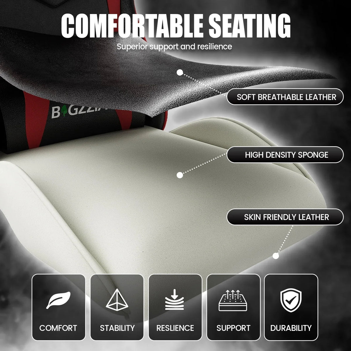 2026 NewBigzzia Gaming Chair Office Chair, Ergonomic Game Chair with Height Adjustable Headrest and Lumbar Support for Adults Teens, Black & White