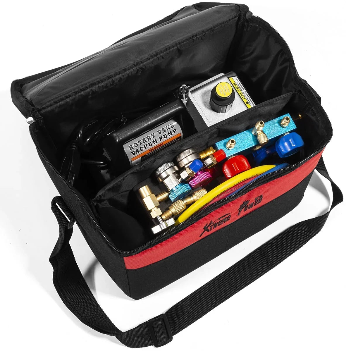 2026 NewAC Repair Complete Set Vacuum Pump HVAC A/C Refrigeration Manifold Gauge R134 Tap & Leak Detector Carrying Bag