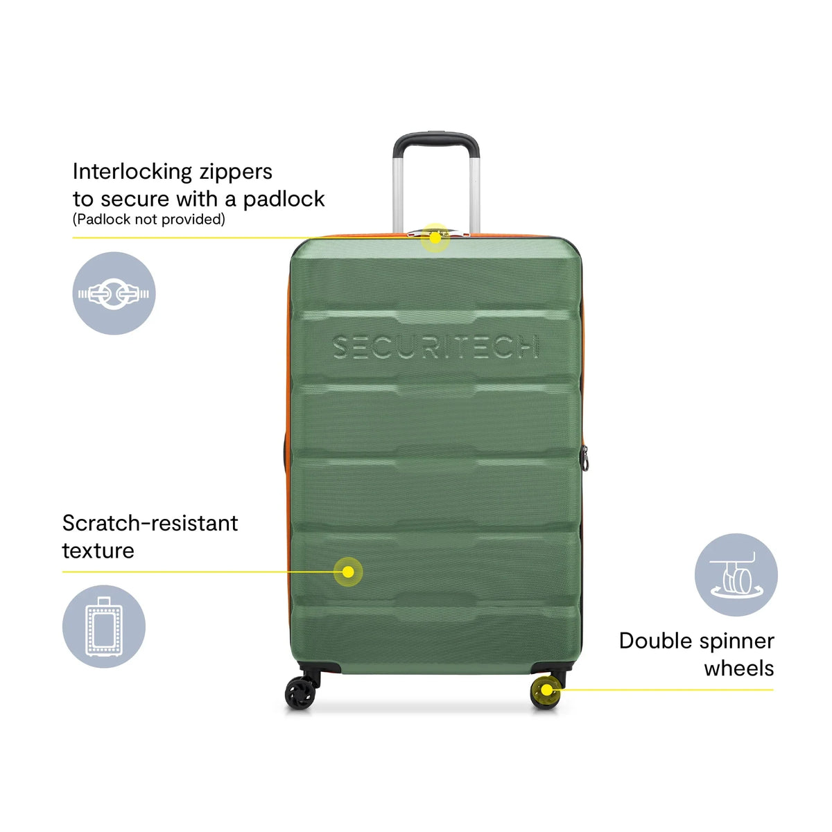2026 NewSecuritech by Delsey, Citadel 31" Large Checked Hardside Spinner Luggage Green