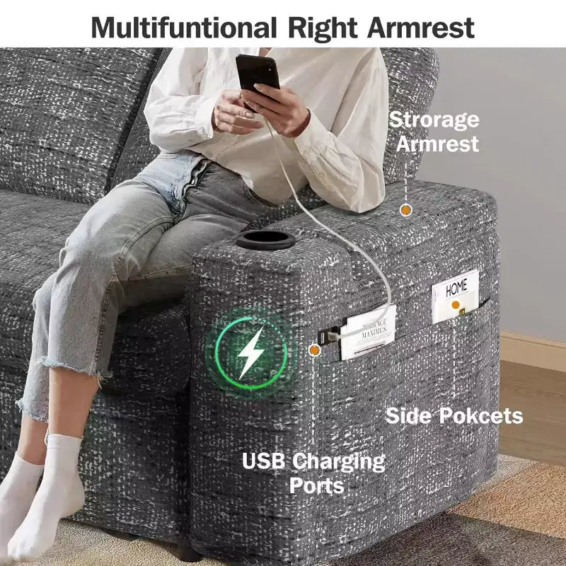 2026 Dyonery Sofá cama 4 en 1 de 65,5" con respaldos ajustables, carga USB/Type-C, portavasos y bolsillos, verde