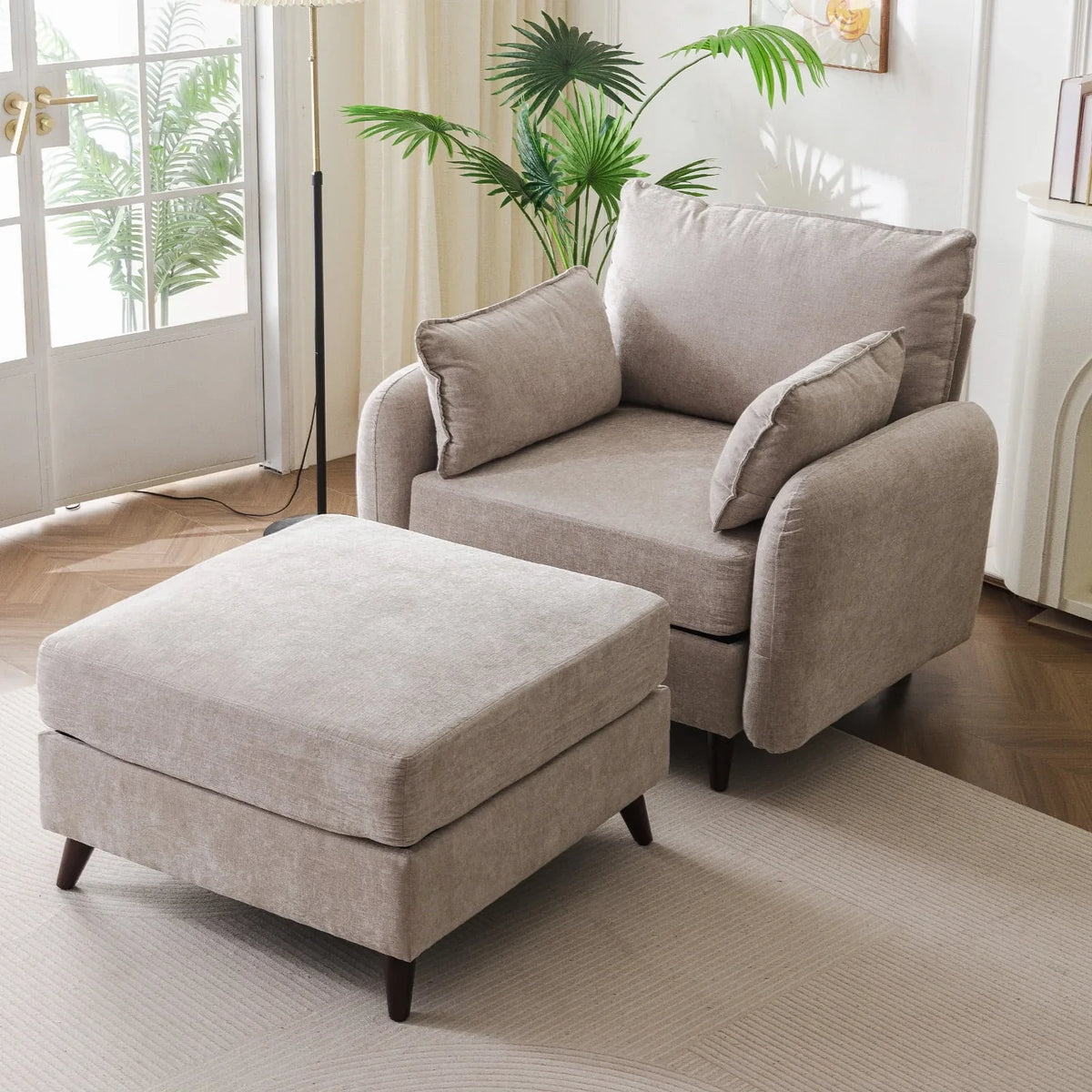 2026 NewRexulqo Oversized Accent Chair with All Seats Storage,Comfy Living Room Chairs with 2 Throw Pillow,Upholstered Mid-Century Armchair,24.5'' Deep Seat,Reading Chair For Bedroom,Office,Chenille,Green