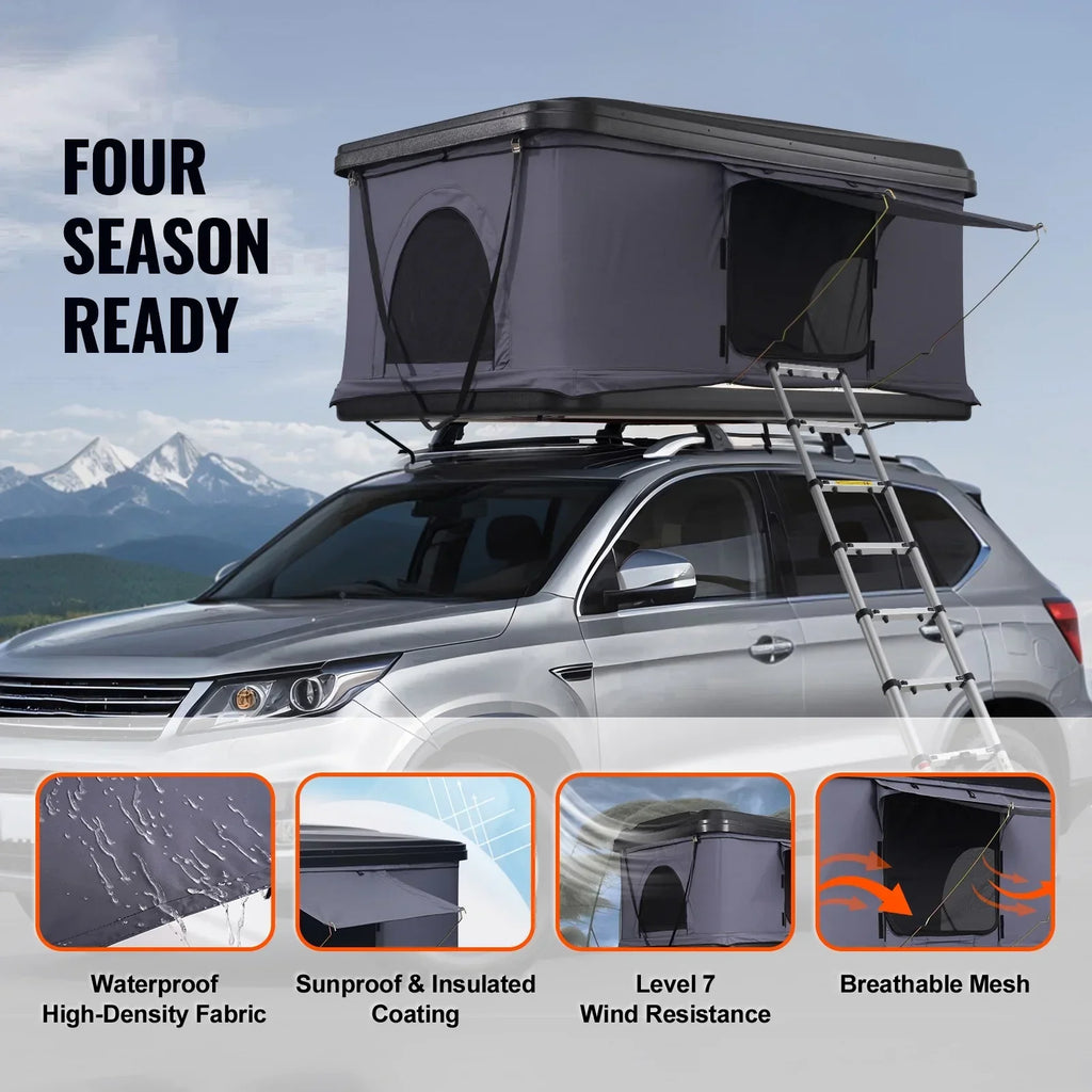 2026 NewKFFKFF Hard Shell Rooftop Tent, Naturnest Model for 2-3 People, Includes Thick Mattress and Telescopic Ladder, Waterproof and Windproof, Suitable for Jeep, SUV, Van, and Pickup Trucks