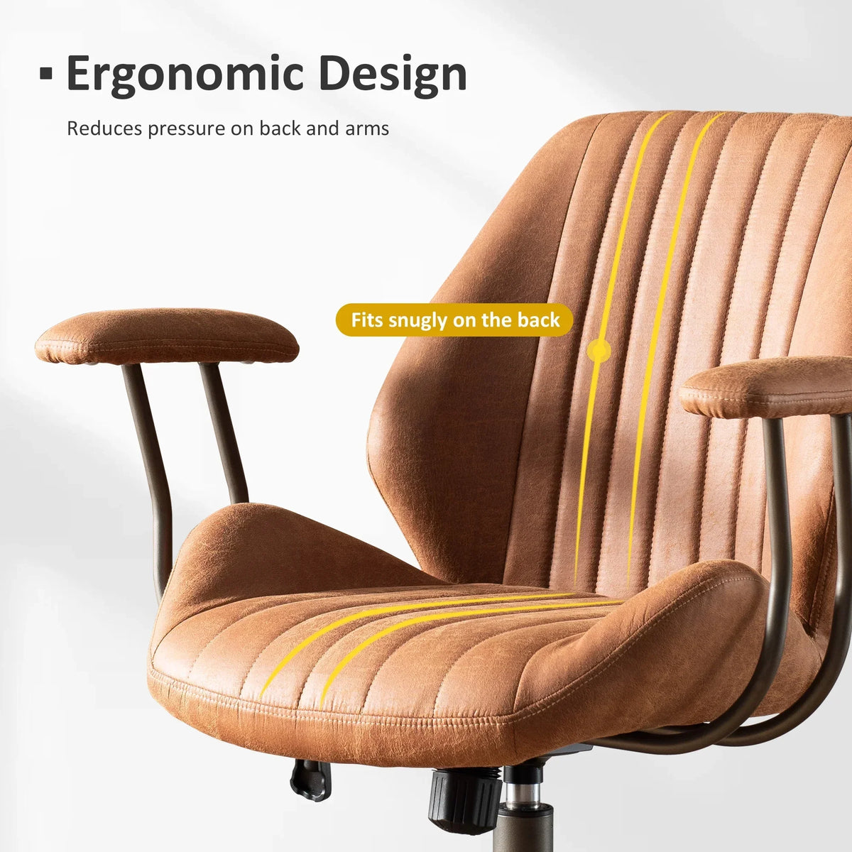 2026 NewOvios Ergonomic Office Chair Modern Computer Desk Suede Fabric Desk Chair with Lumbar Support for Home Office