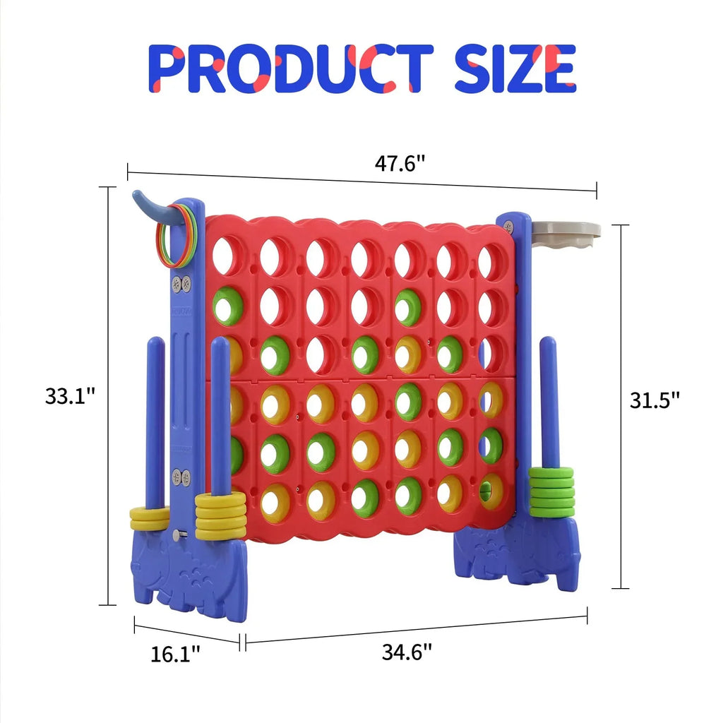 2026 NewUNICOO® 3-in-1 Giant 4 in A Row Game, Featuring Basketball Hoop, Ring Toss Game & 4-to-Score Game. Perfect for Kids & Adults, Parties & Gatherings with Carrying Bag (Red + Blue)