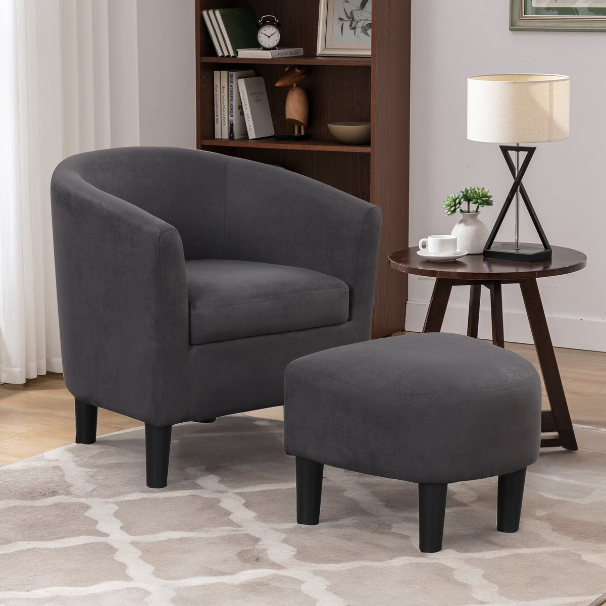 2026 NewBonzy Home Velvet Accent Chair with Ottoman for Living Room,Beige