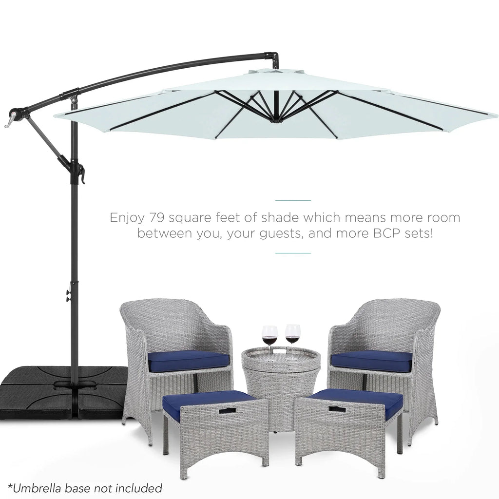 2026 NewBest Choice Products 10ft Offset Hanging Outdoor Market Patio Umbrella w/ Easy Tilt Adjustment - Tan