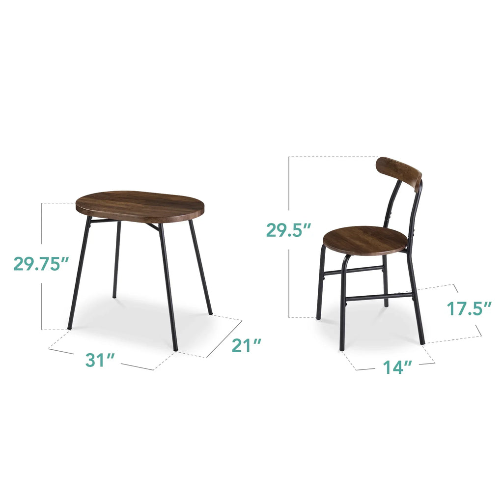 2026 NewBest Choice Products 3-Piece Modern Oval Dining Table Set, Small Kitchen Dinette w/ 2 Chairs - Black/Black
