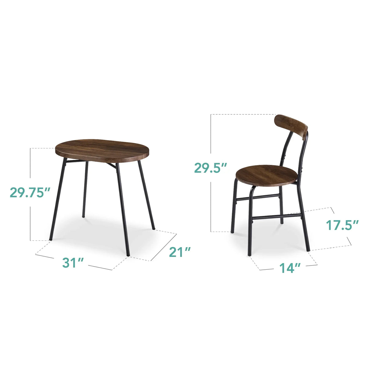 2026 NewBest Choice Products 3-Piece Modern Oval Dining Table Set, Small Kitchen Dinette w/ 2 Chairs - Black/Black