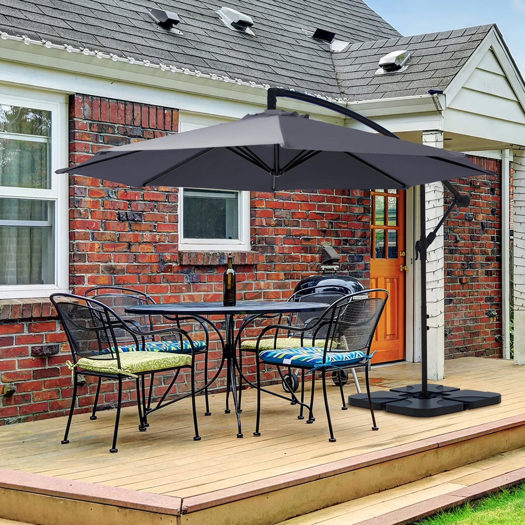 2026 NewJUSTLET 10ft Heavy Duty Patio Hanging Offset Cantilever Patio Umbrella W/ 4-Piece Base Included Included, Beige