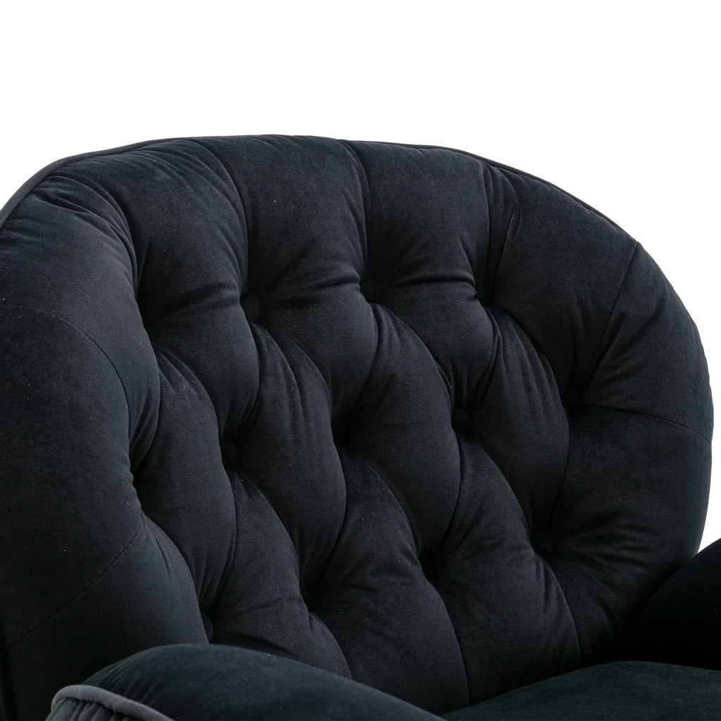 2026 NewVelvet Swivel Accent Chair with Ottoman, Modern Chaise Lounge Chair with Metal Frame and Footstool, Comfy Armchair Reading Chair for Living Room Bedroom Office,Blue