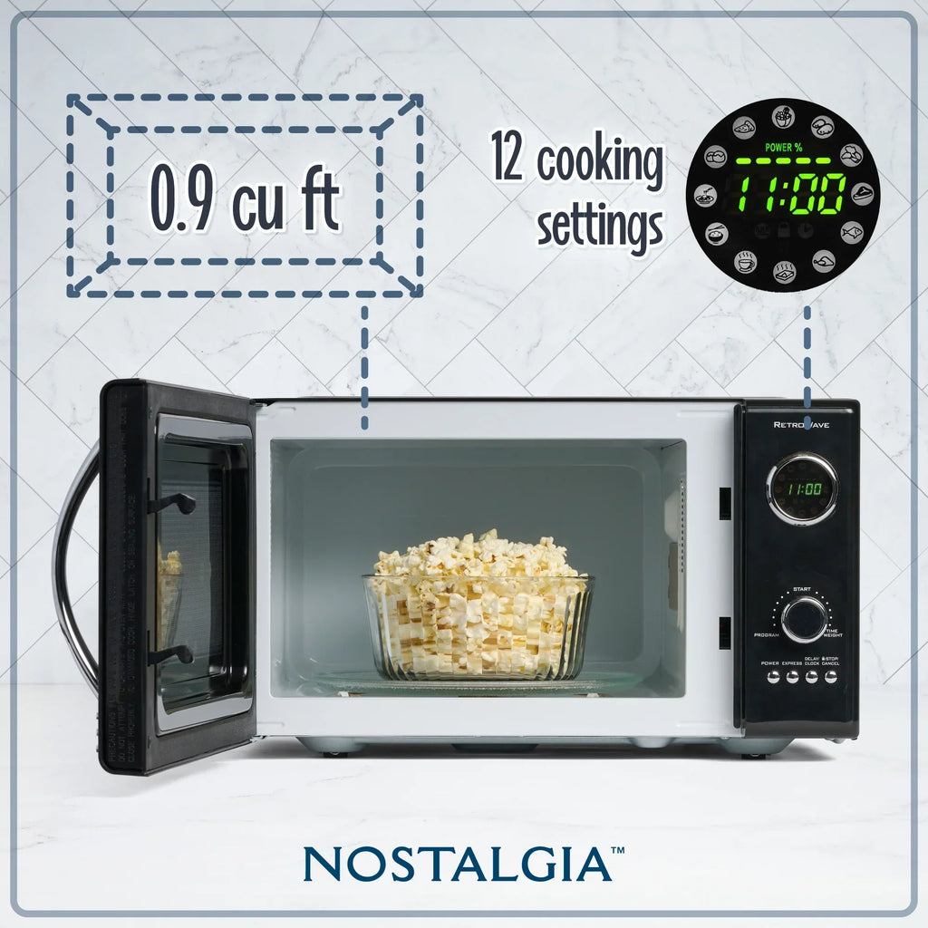 2026 NewNostalgia Retro Microwave for Countertop 0.9 cu ft Vintage Microwave, Ivory