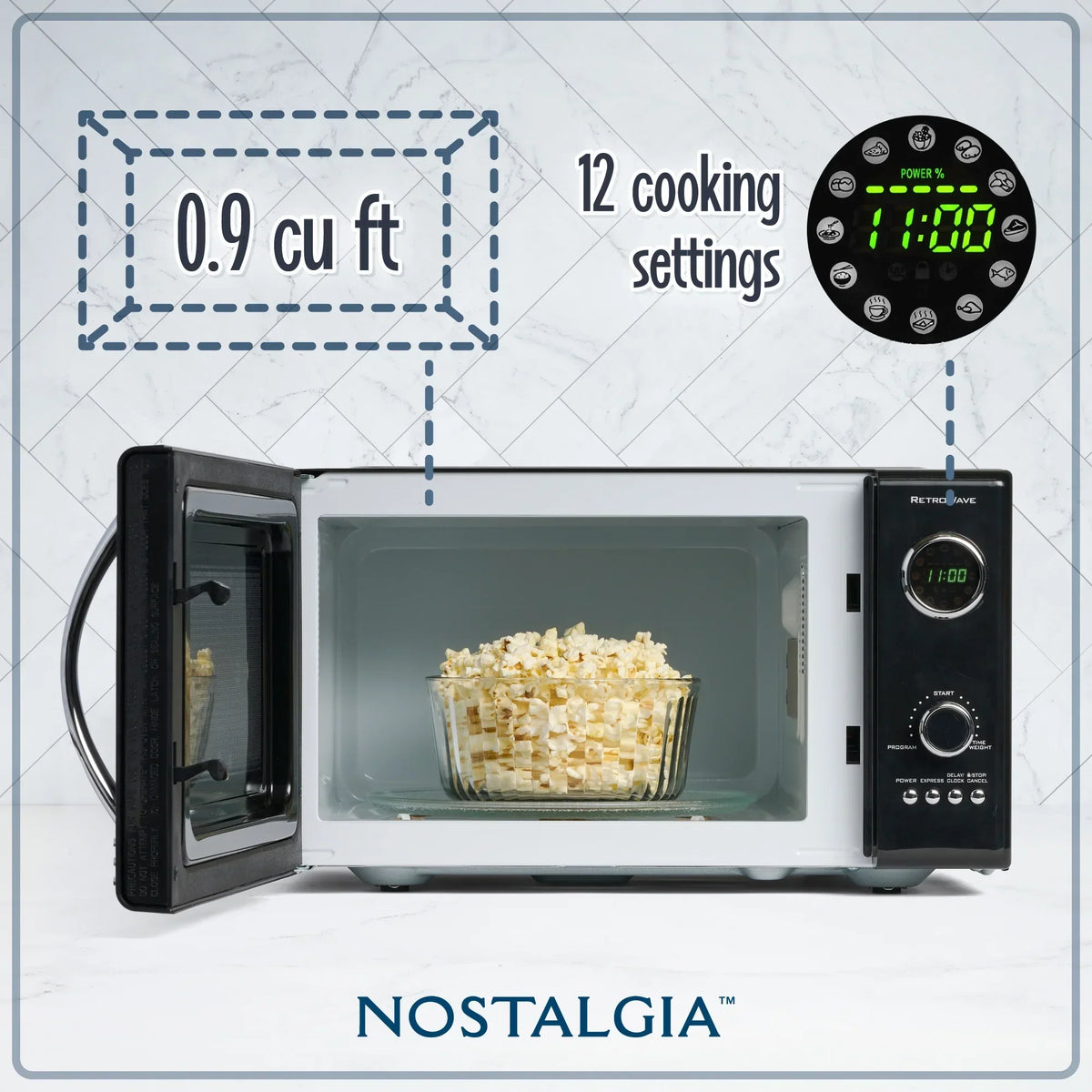 2026 NewNostalgia Retro Microwave for Countertop 0.9 cu ft Vintage Microwave, Ivory
