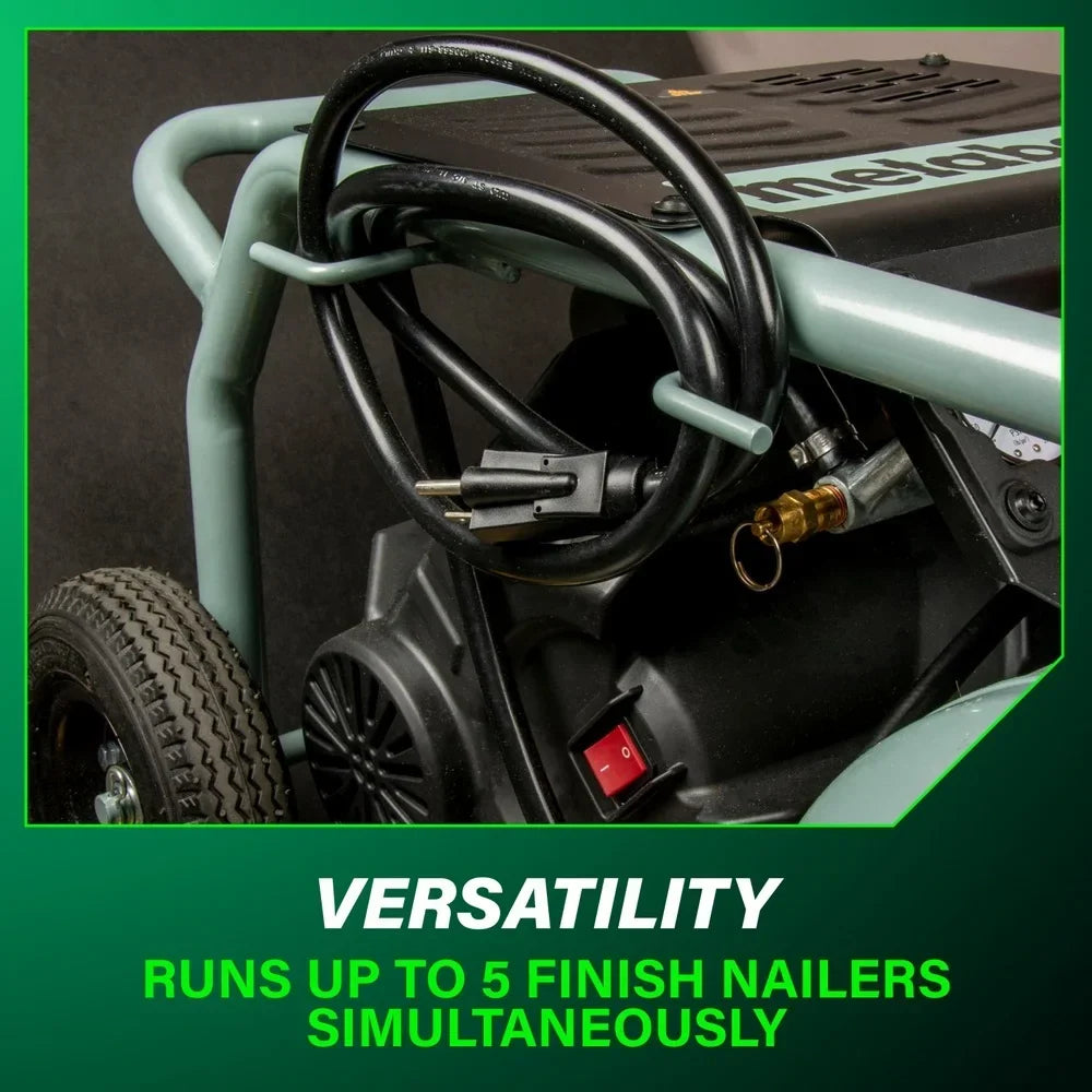 2026 NewMetabo HPT Air Compressor, THE TANK, 8-Gallon Trolley Air Compressor, 225 PSI, Versatile for Use with Framing, Siding, Finish, or Roofing Nailers, Easy Mobility with Rubber Tires, EC1315S