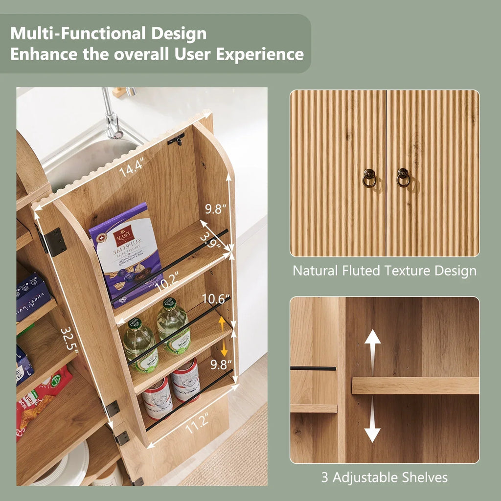 2026 NewIFGET 71" Tall Arched Kitchen Pantry Storage Cabinet, Large Storage Cabinet with Adjustable Shelves, Pantry Cabinet for Kitchen, Dining Room