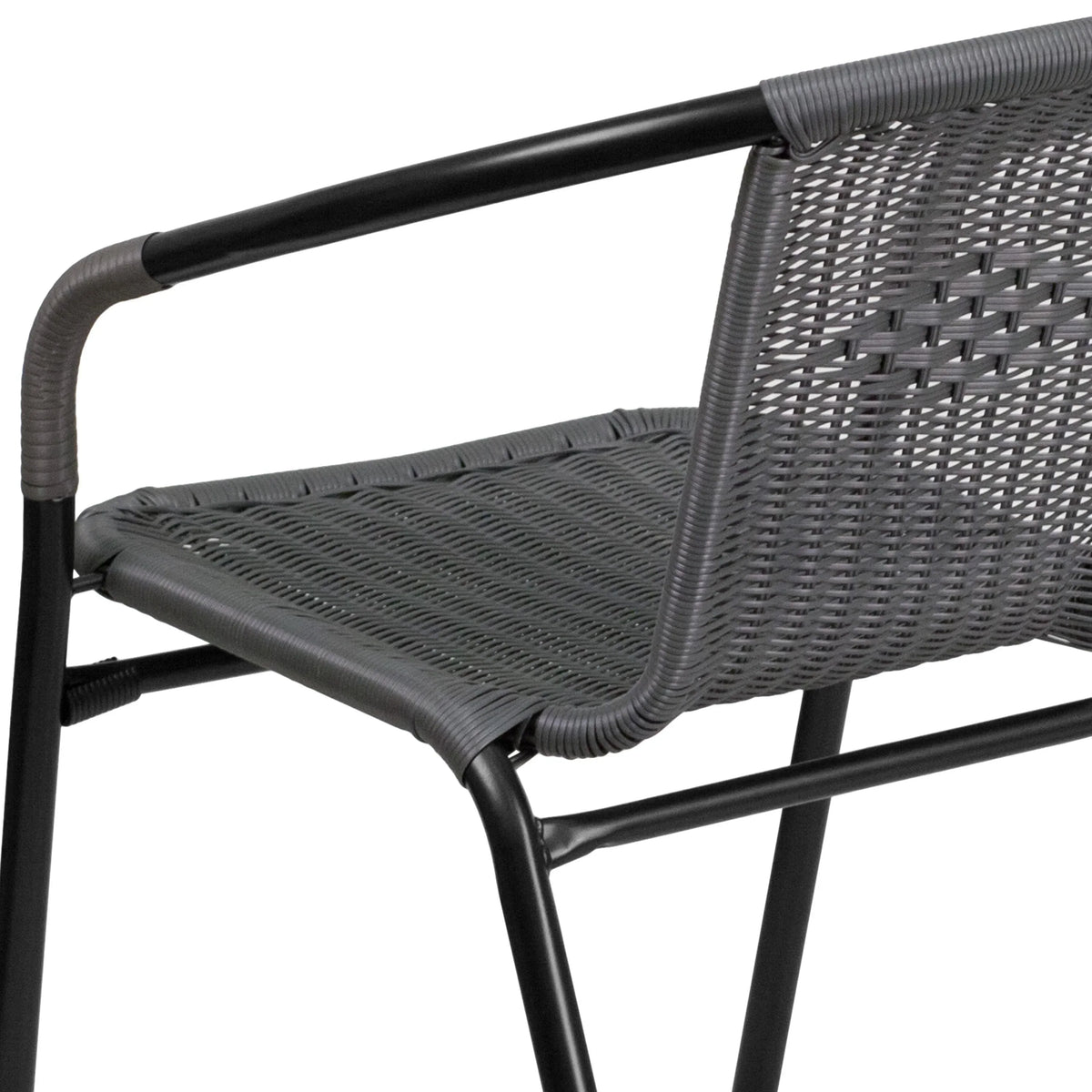 2026 NewEmma + Oliver Indoor/Outdoor Stacking Rattan Restaurant Patio Chairs, Set of 2, Gray