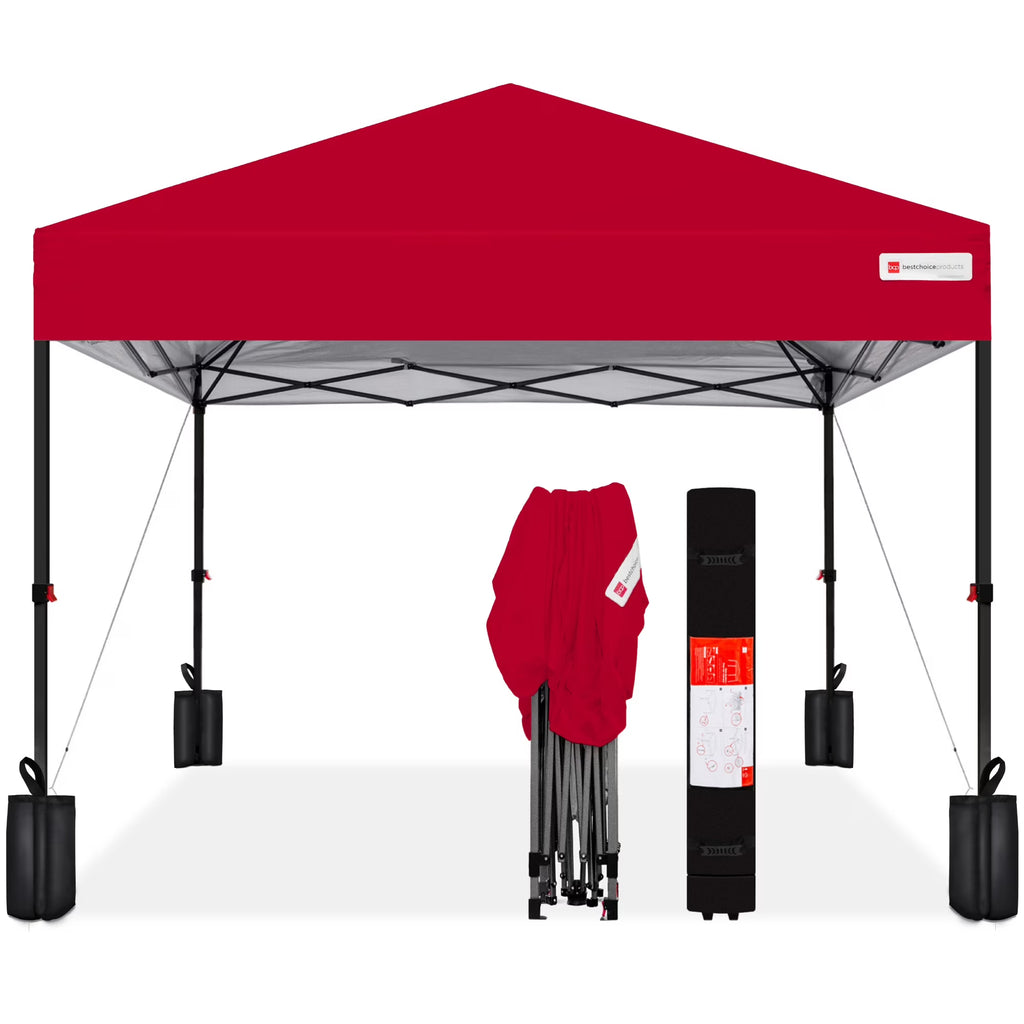 2026 NewBest Choice Products 12x12ft Easy Setup Pop Up Canopy w/ 1-Button Setup, Wheeled Case, 4 Weight Bags - Navy Blue