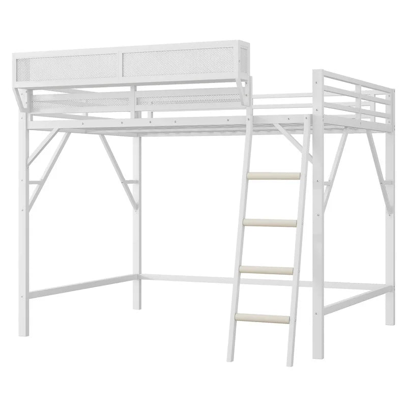 2026 NewDuxelifin Queen Size Metal Loft Bed Frame, Heavy Duty Steel High Loft Bed with Storage Shelves & Ladder, Space-Saving Loft Bed for Apartments, Adults, Teens & Juniors (Black)