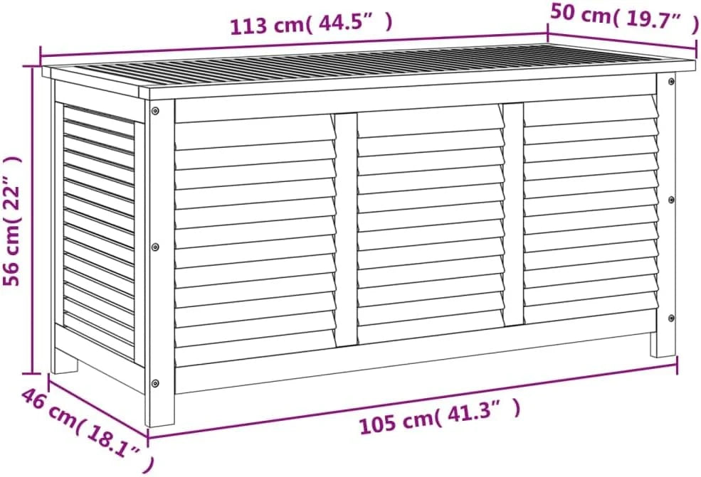 2026 Baul Almacenaje de Madera de Acacia, Baul Almacenamiento, Banco Almacenaje, Caja de Almacenamiento de Jardín, para Interior y Exterior, 113 x 50 x 56 cm