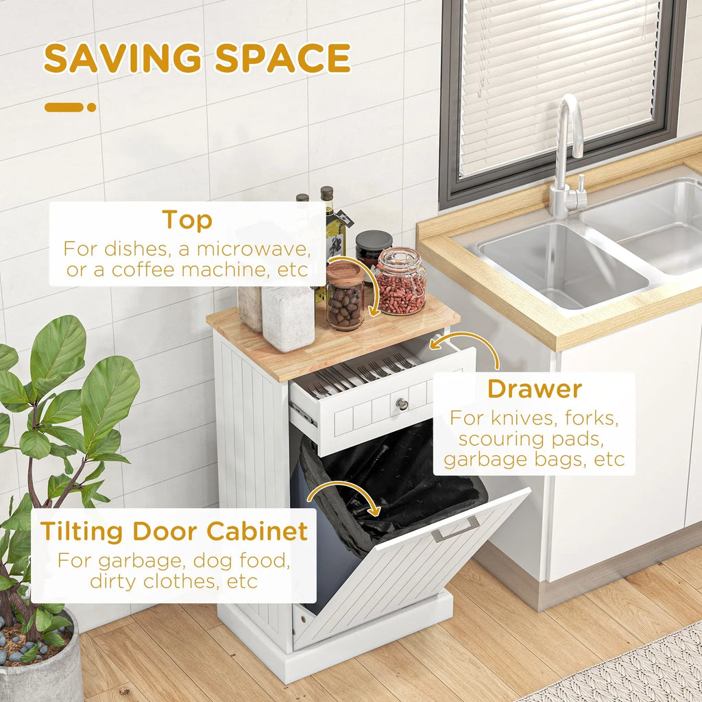 2026 NewHOMCOM Kitchen Tilt Out Trash Bin Cabinet, Free Standing Recycling Cabinet