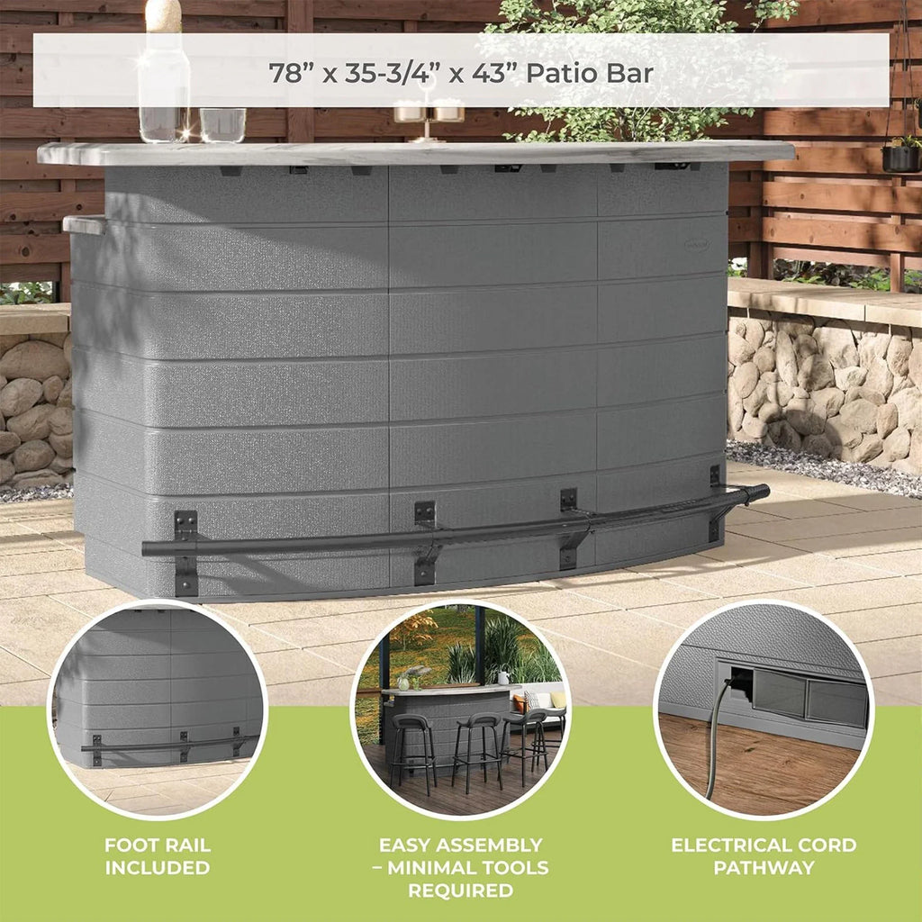 2026 NewSuncast Backyard Oasis Entertainment Outdoor Bar with Pull-Out Drawers and Shelves, Marble