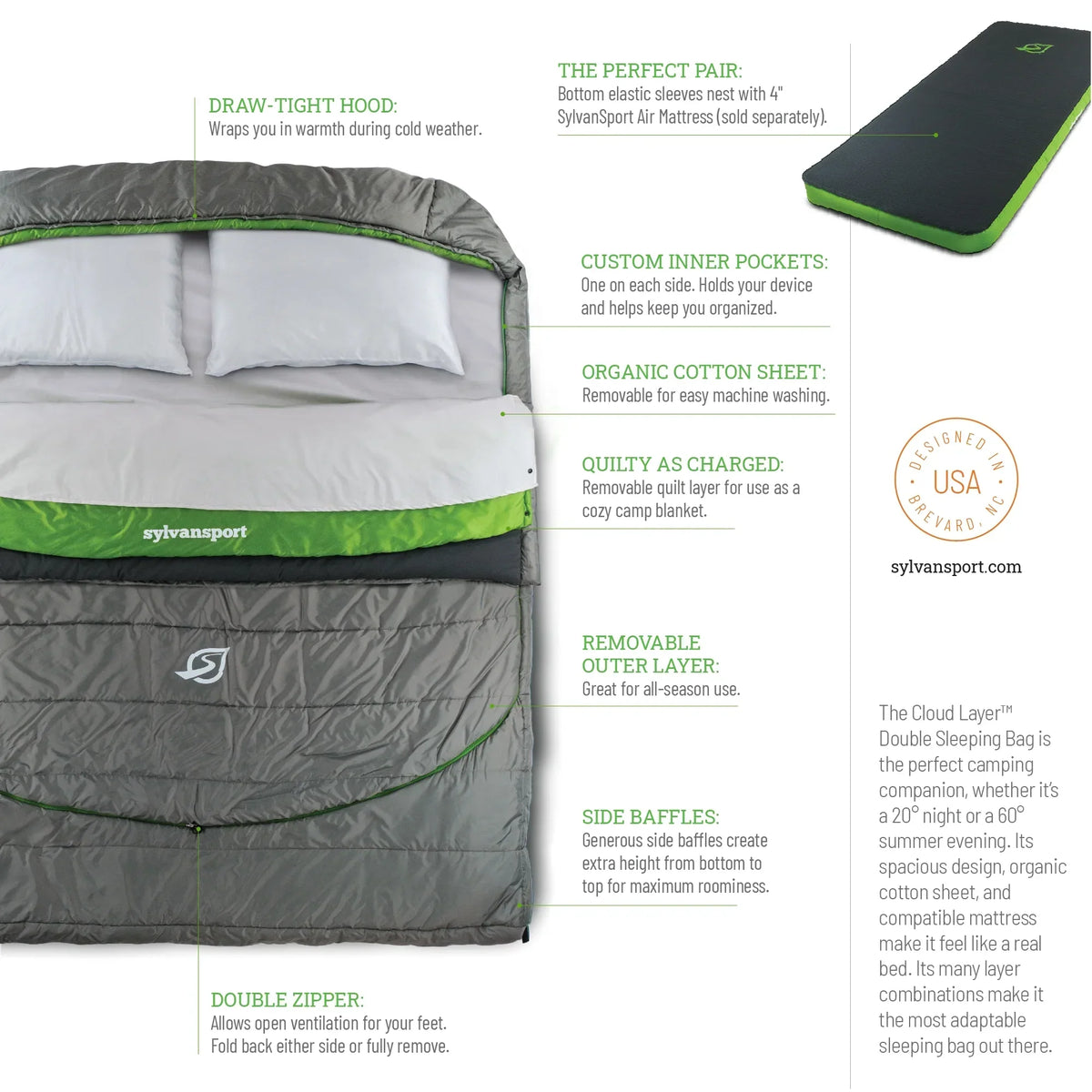 2026 NewSylvanSport Cloud Layer Double Sleeping Bag