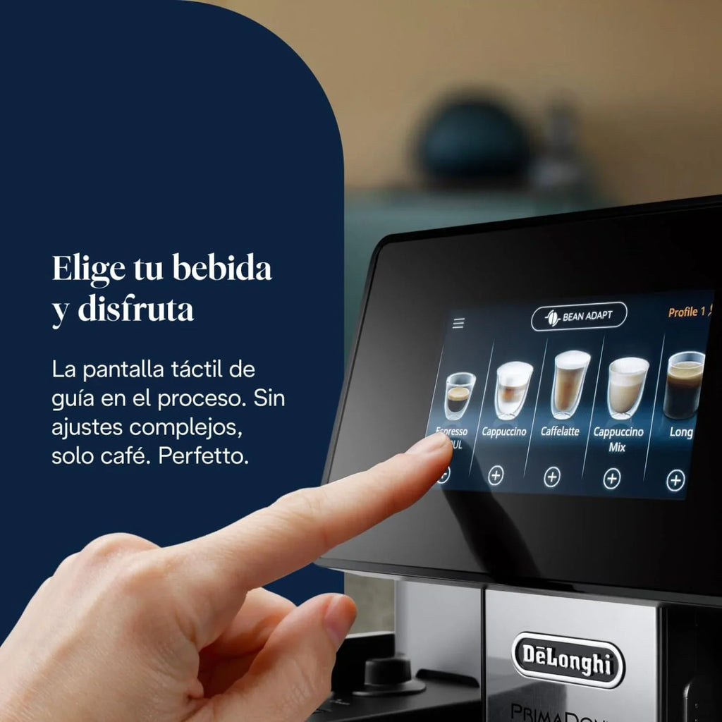 2026 Cafetera superautomática De'Longhi Perfetto Primadonna Soul ECAM612.55.SB para café y capuchino con sistema de leche LatteCreme, tecnología de grano a taza, 18 bebidas, control por aplicación.