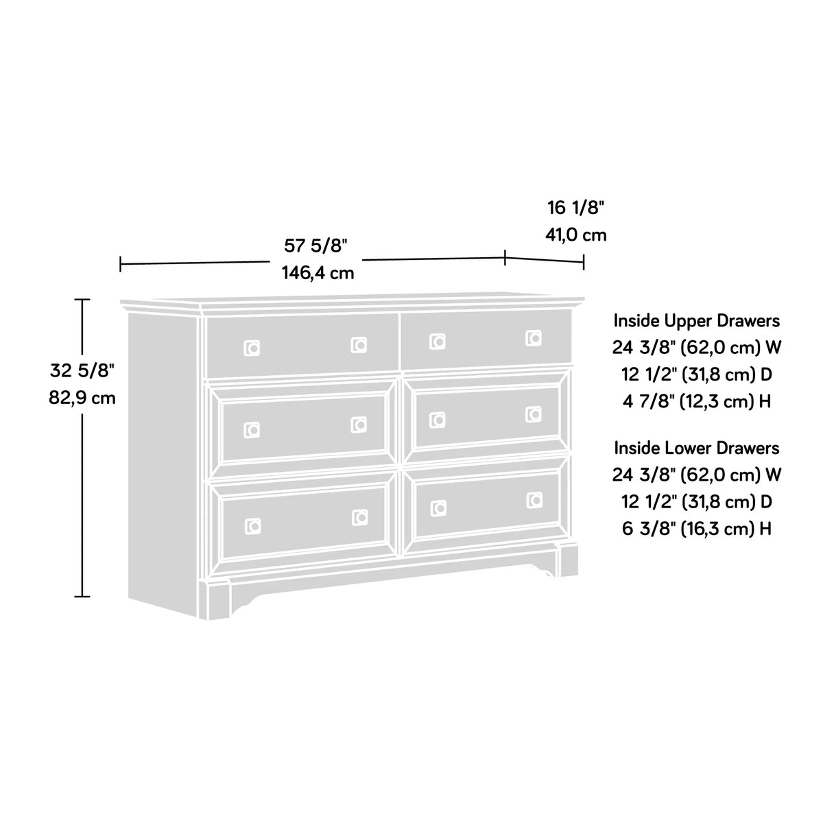 2026 NewSauder Palladia 6-Drawer Bedroom Dresser, Vintage Oak Finish