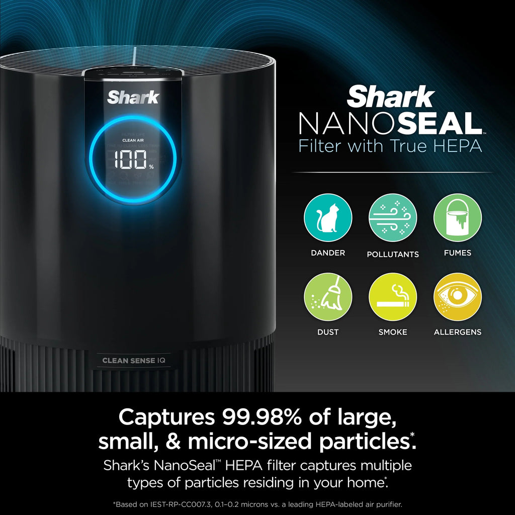 2026 NewShark Air Purifier with Nanoseal HEPA, Cleansense IQ, Odor Lock, Cleans up to 500 Sq. ft, Charcoal Grey, HP100