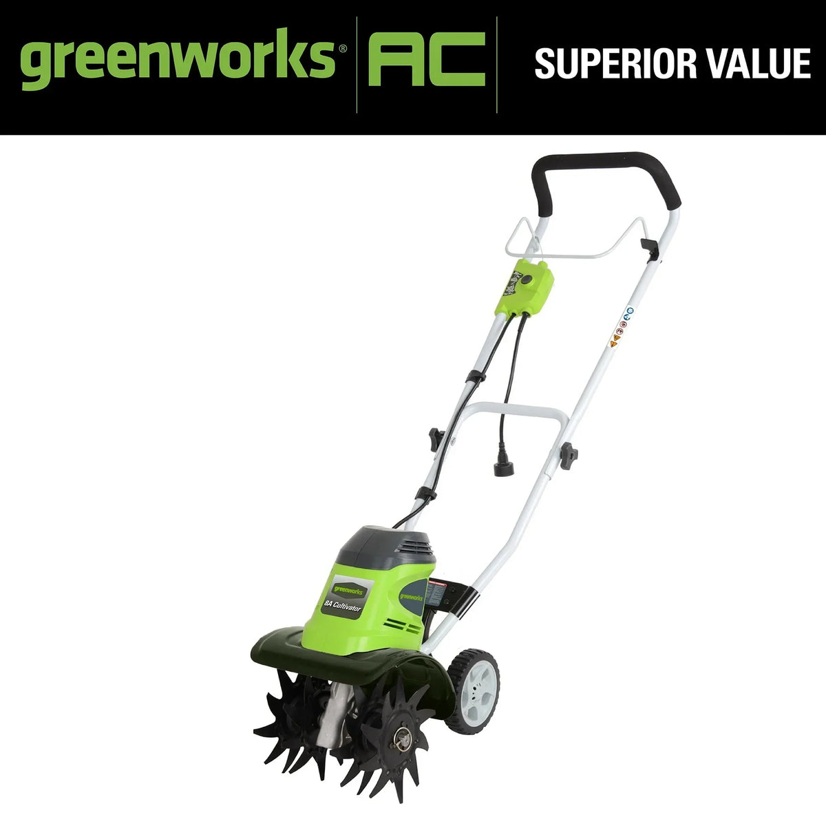 2026 NewGreenworks 8 Amp 10-inch Corded Electric Cultivator/Tiller, 27072