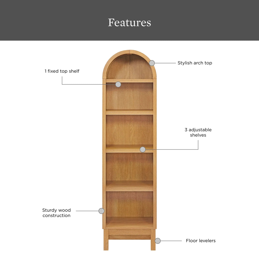 2026 NewBetter Homes & Gardens Juliet Narrow Arch Bookcase, Deep Green and Light Honey