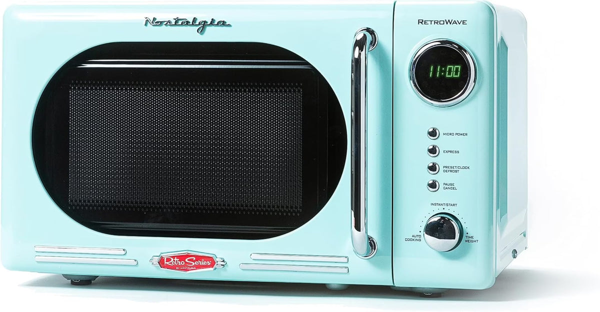 2026 NewNostalgia Retro Microwave for Countertop 0.7 cu ft Vintage Microwave, Pink