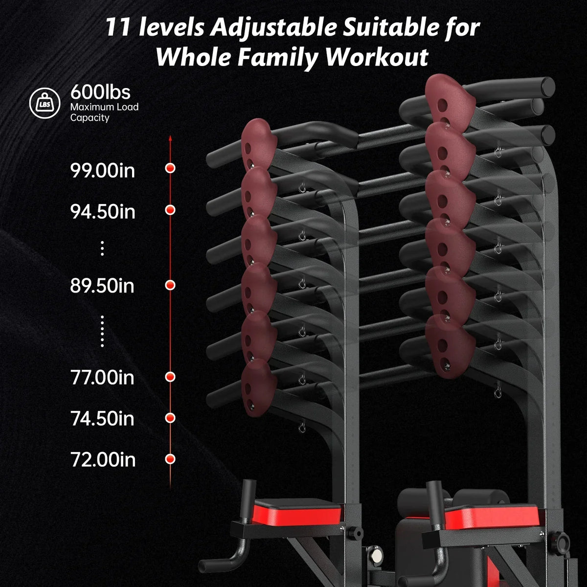 2026 NewLNOW Multifunction Power Tower Pull up Bar Dip Station Power Rack with Adjustable Backrest for Home Gym Strength Training Workout Equipment Max Weight 480lbs