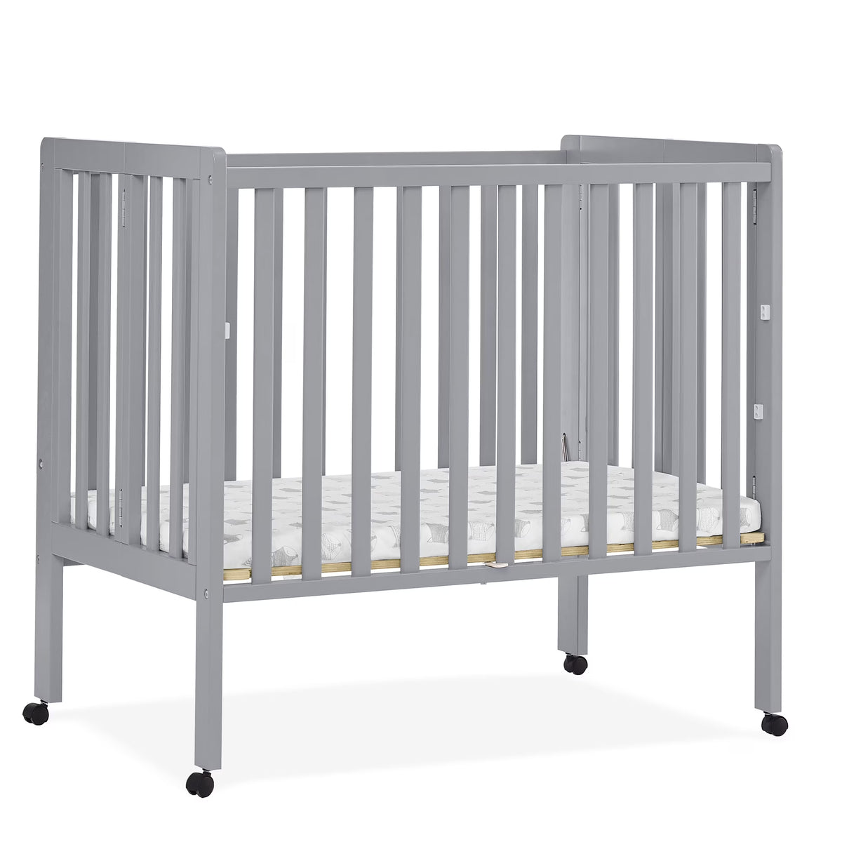 2026 NewDelta Children Lee Portable Folding Mini Crib with 1.5-Inch Mattress - Greenguard Gold Certified, Bianca White