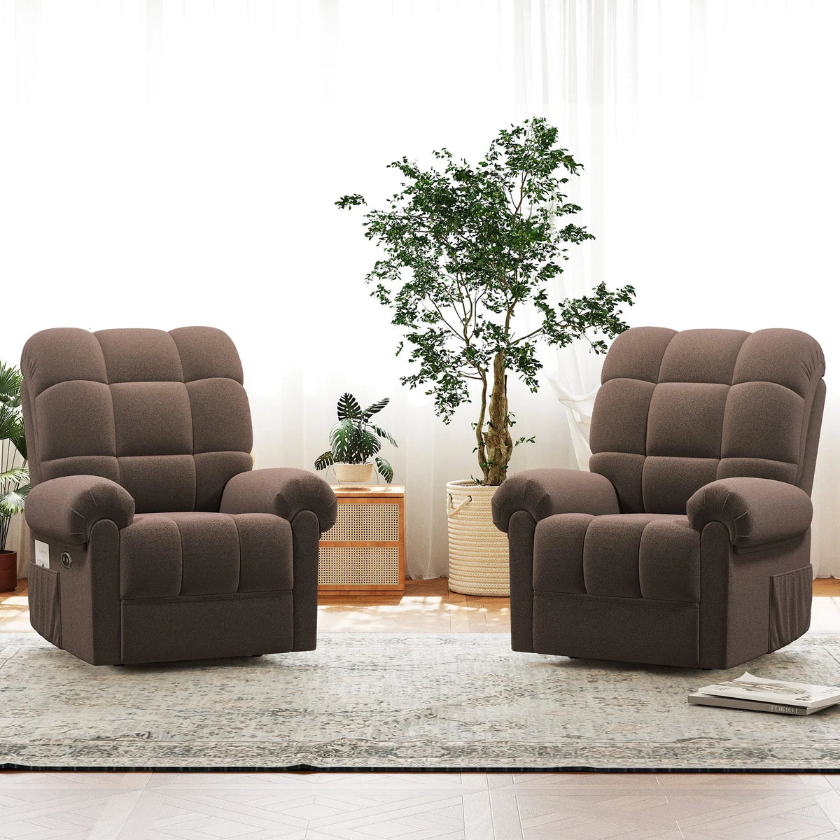 2026 NewPower Recliner Chair,Electric Recline Sofa Chair for Adults with USB Port,Comfy Teddy Fleece Adjustable Cloud Sofa,Tool-Free Setup,Beige White