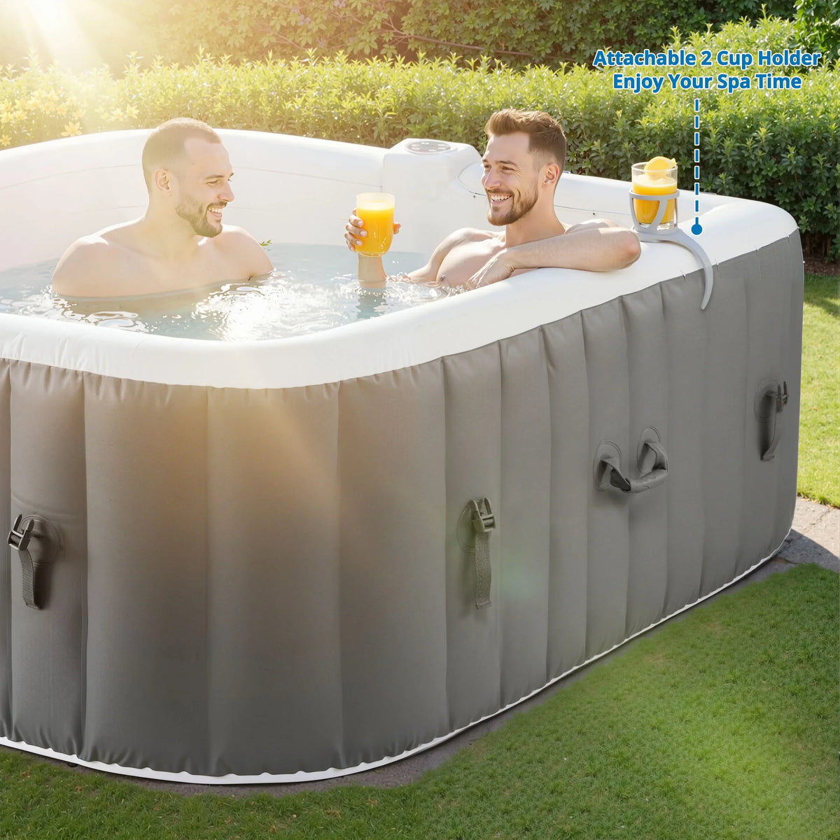 2026 New73 inch 4-6 Person Inflatable Hot Tub Spa with Control Panel, Outdoor Portable Hottub with 130 Jets, Insulated Tub Cover and Floor Protector, Temperature up to 104" F, Gray