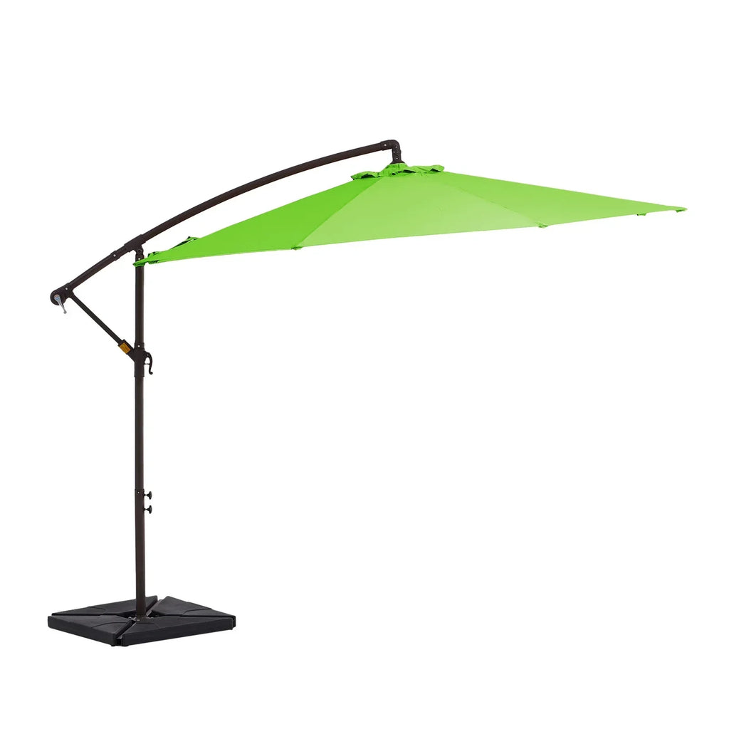 2026 NewJUSTLET 10ft Heavy Duty Patio Hanging Offset Cantilever Patio Umbrella W/ 4-Piece Base Included Included, Beige