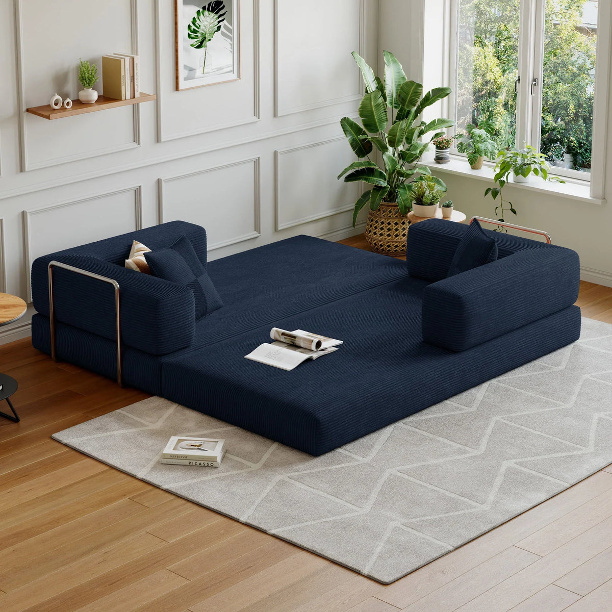 2026 NewConvertible Sleeper Sofa Bed,Compressed Floor Boneless Couch,Modular Modern Corduroy Sofa for Living Room Bedroom -with Fixed-Shape Frame and Support Armrest,Easy Assembly(Green)
