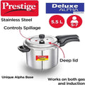 2026 NewPrestige Deluxe Alpha Svachh 5.5L Stainless Steel Pressure Cooker